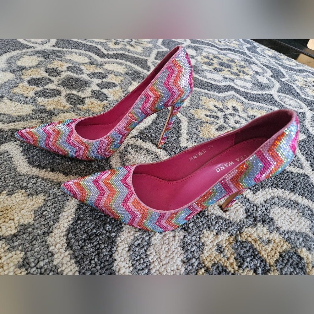 Colorful Zigzag Patterned Heels - image 3